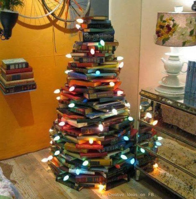http://twentytwowords.com/2011/12/12/a-christmas-tree-made-of-stacked-books/