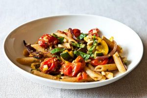https://food52.com/recipes/18440-penne-with-sweet-summer-vegetables-pine-nuts-and-herbs