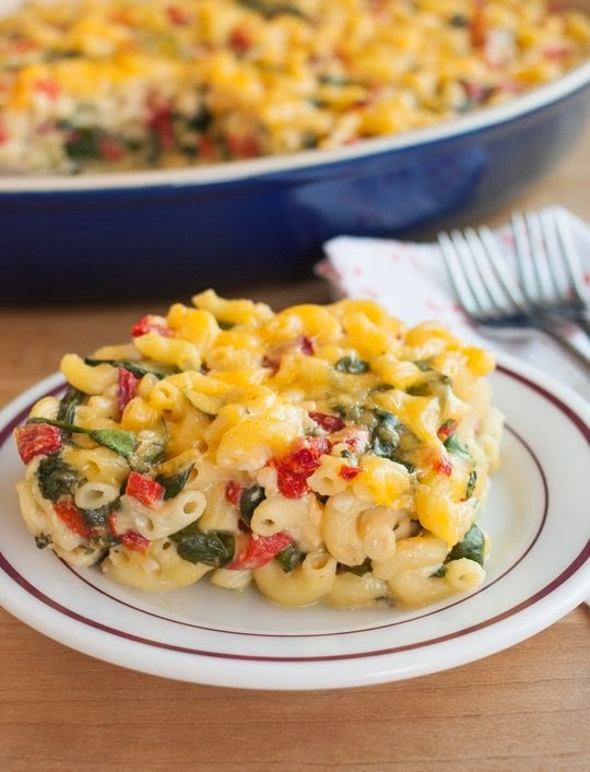 Recipe Lighter Baked Macaroni Cheese With Spinach Red Peppers